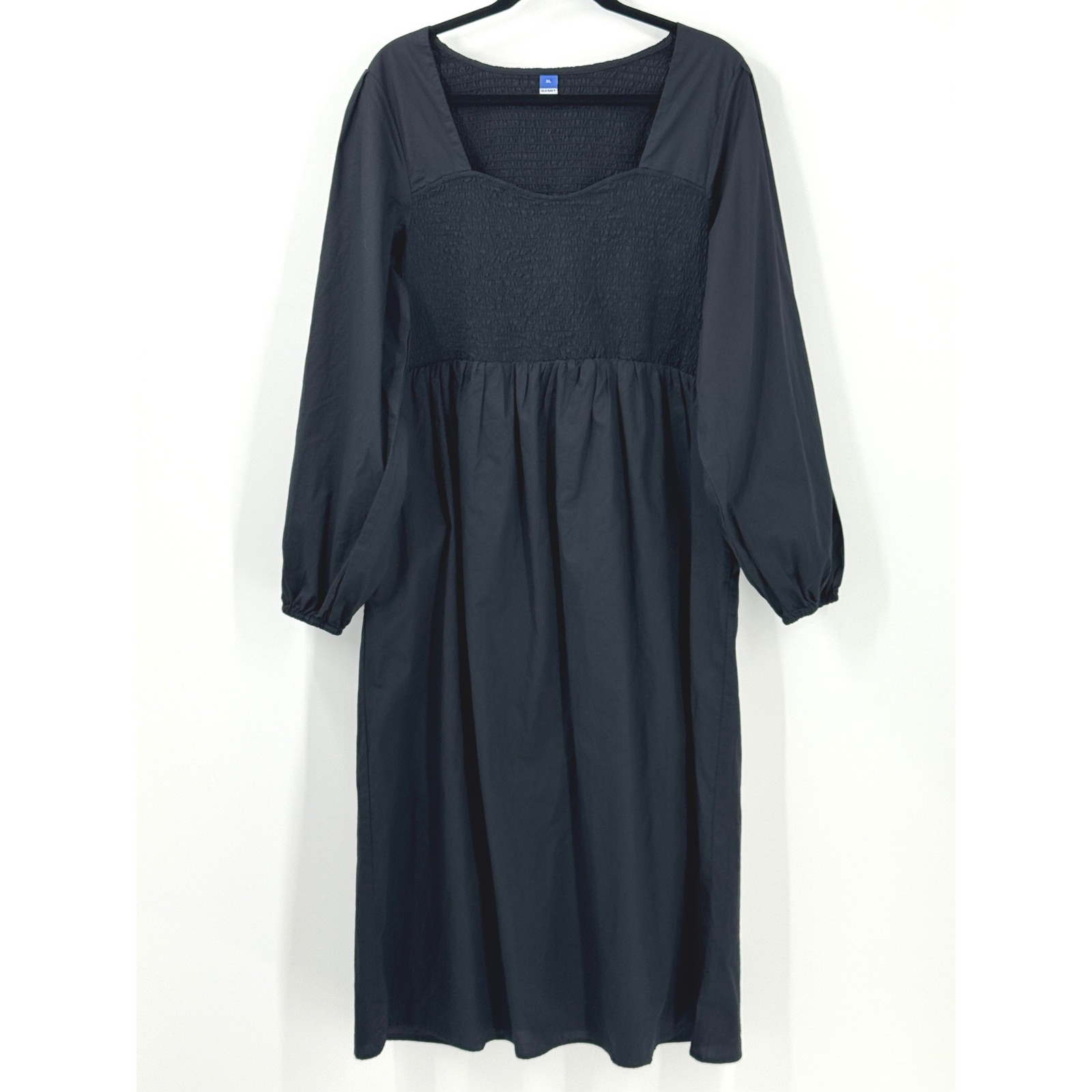 Old Navy Smocked Puff Sleeve Midi Dress Womens Xl Milkmaid Square Neck Peasant